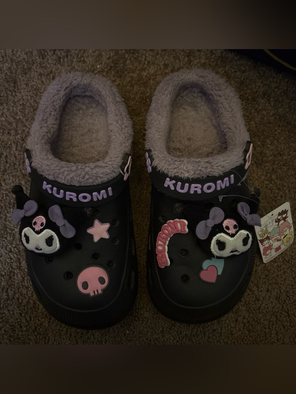 Sanrio Black and Pink Kuromi Slip-On Clog
